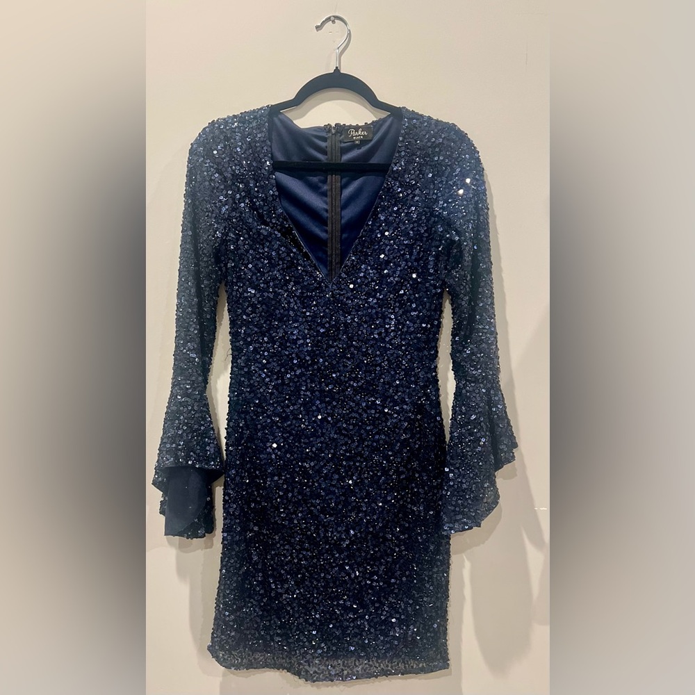 PARKER Dark Navy Blue Sequin Dress